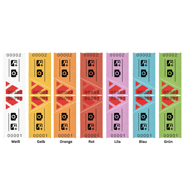 Eintrittskarten Rolle 57x30mm mit Schrägabriss - 1000 Abrisse