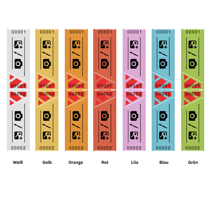 Eintrittskarten Rolle 80x30mm mit Schrägabriss - 1000 Abrisse