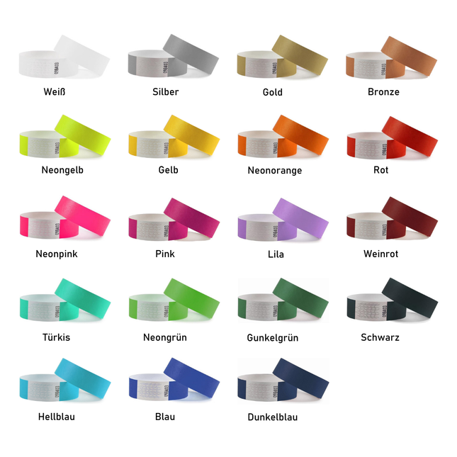 TYVEK Einlassbänder, einfarbig - pro 100 Stück