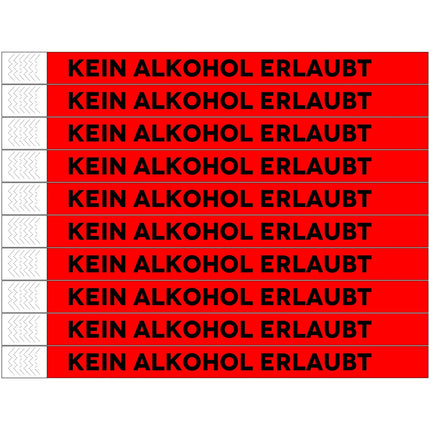 TYREX Einlassbänder 'KEIN ALKOHOL ERLAUBT' - pro 100 Stück