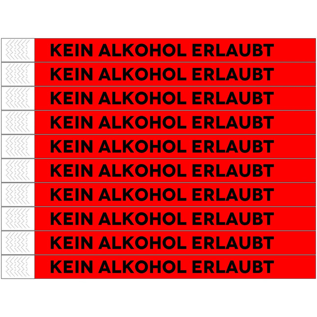 TYREX Einlassbänder 'KEIN ALKOHOL ERLAUBT' - pro 100 Stück