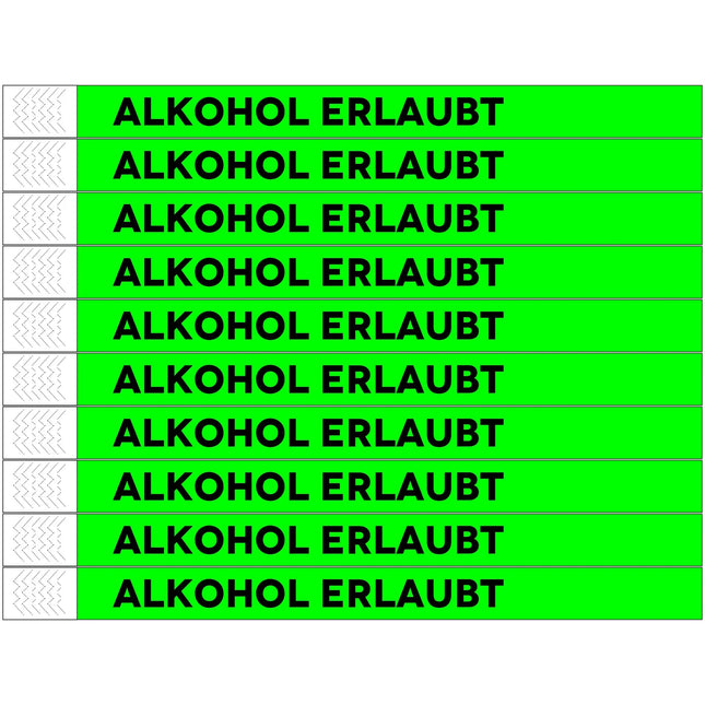 TYREX Einlassbänder 'ALKOHOL ERLAUBT' - pro 100 Stück