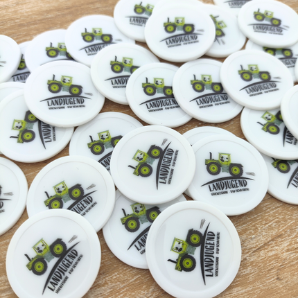 Wertmarken Chips selbst gestalten Weiß Ø28 mm - 100 Stück