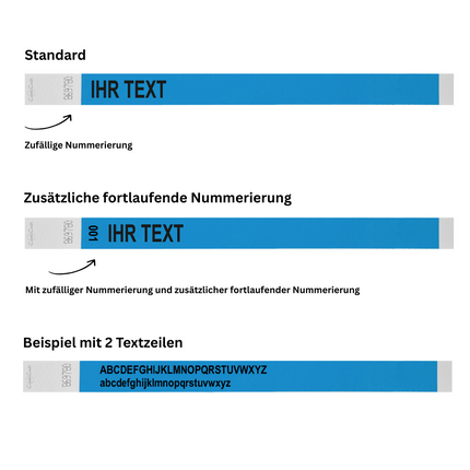 TYREX Einlassbänder, eigener Text - pro 100 Stück