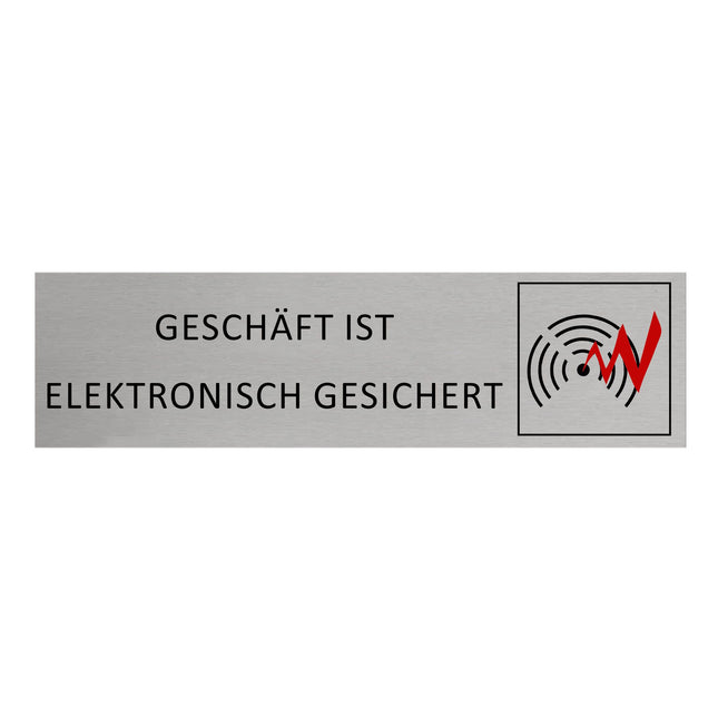 Türschild Geschäft ist elektronisch gesichert