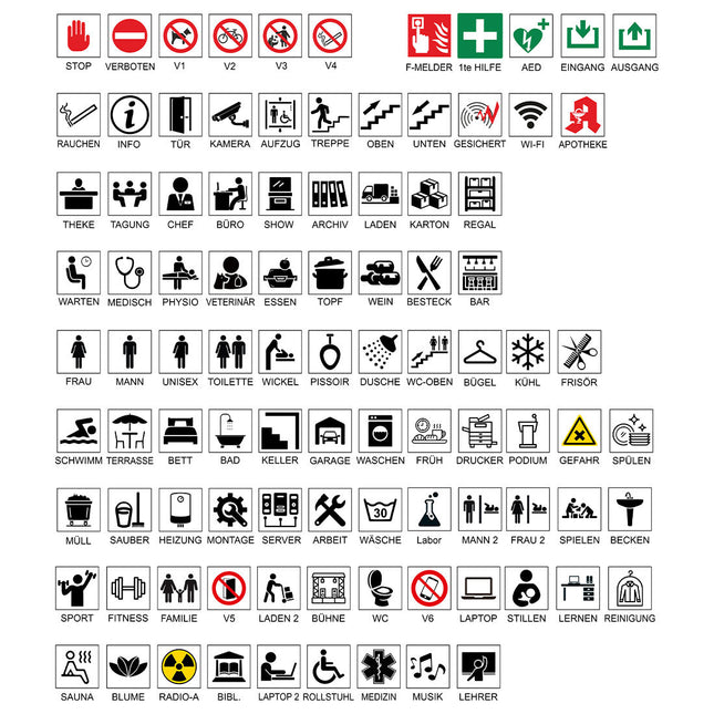 Türschild Pfeil Links und eigenem Sybol