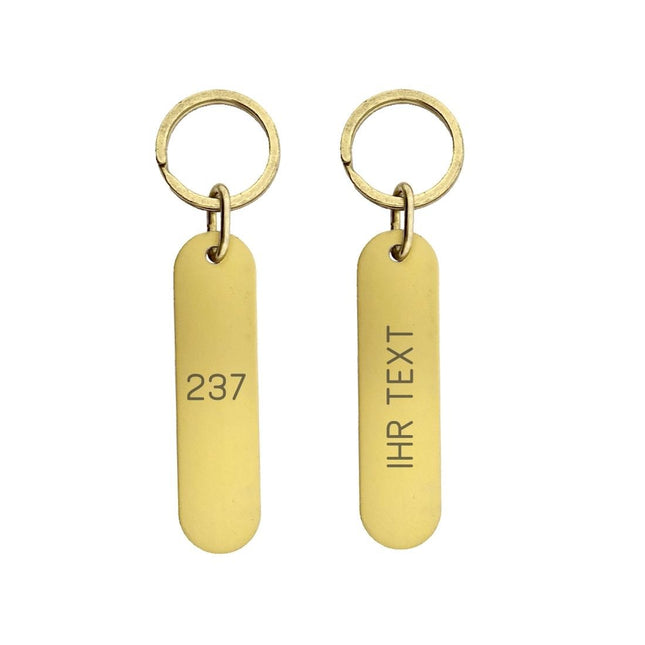 Hotel Schlüsselanhänger Victor Label Gold graviert- pro Stück