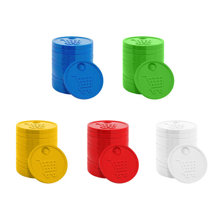 Einkaufswagenchip mit Karabiner, 0,50€-Format - 10 Stück