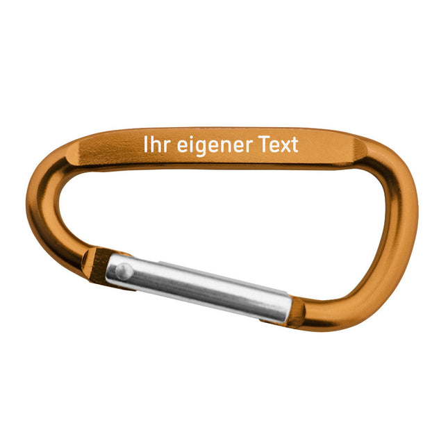 Karabiner Orange, graviert - pro Stück