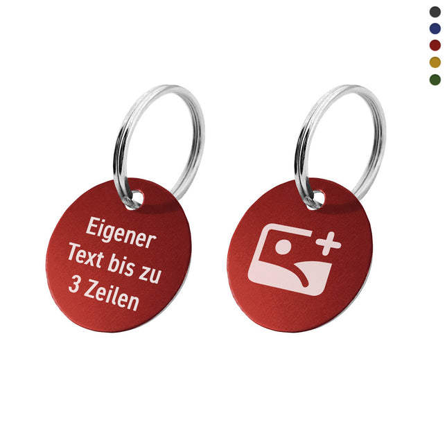 Schlüsselmarke rund doppelseitige Gravur Text/Logo - pro Stück