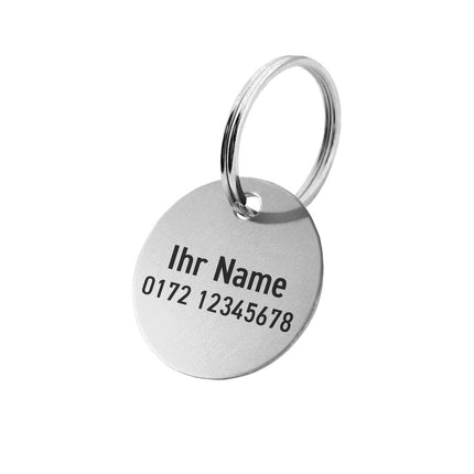 Schlüsselmarke Aluminium graviert Name & Telefonnummer - pro Stück