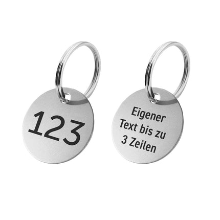 Schlüsselmarke Aluminium doppelseitig graviert Zahl & Text - pro Stück