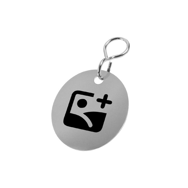Schlüsselmarke Edelstahl Ø30mm mit Logo - pro Stück
