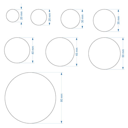 Edelstahl Marke ungraviert Ø20-80 mm- pro Stück
