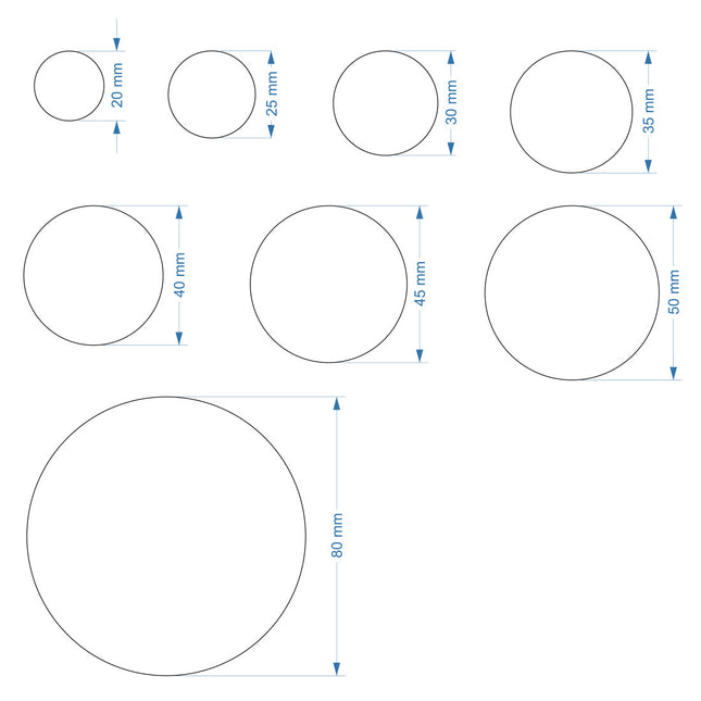 Edelstahl Marke ungraviert Ø20-80 mm- pro Stück