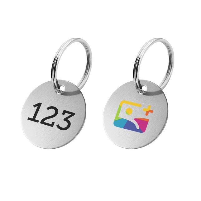 Zahlenmarke doppelseitger Eloxaldruck Nummer & Logo - pro Stück