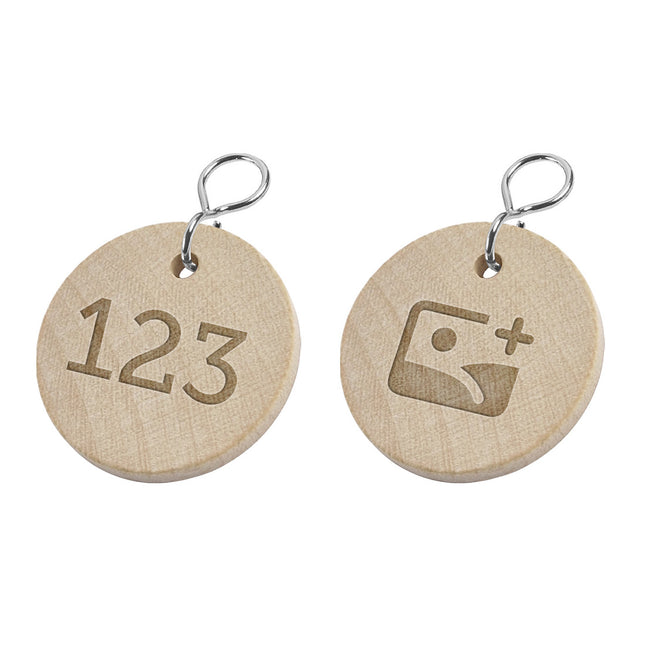 Schlüsselmarke Holz Ø37mm mit Logo - pro Stück