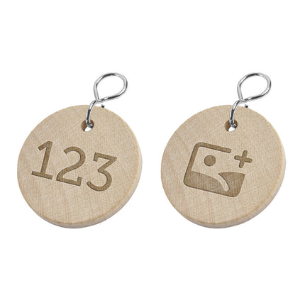 Schlüsselmarke Holz Ø37mm mit Logo - pro Stück