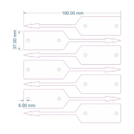 Schlüssel Tag 190 x 37 mm Blau - 500 Stück