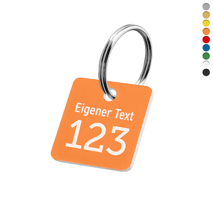 Schlüsselmarke Quadrat Nummer/Text - pro Stück