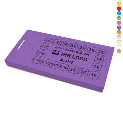Verzehrkarte 20€ eigenes Logo - 1000 Abrisse