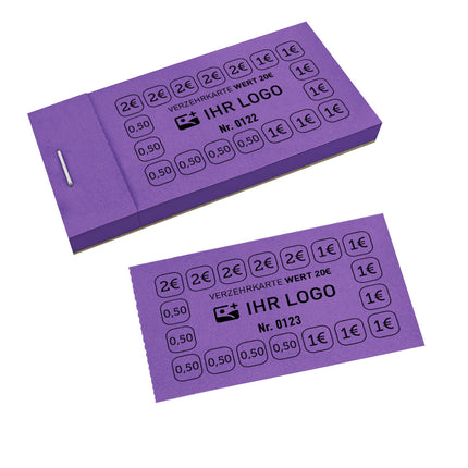 Verzehrkarte 20€ eigenes Logo - 1000 Abrisse