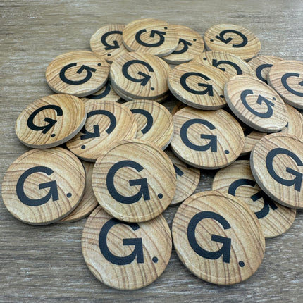 Wertmarken Chips selbst gestalten Ø29mm Holzfaser mit Maserung - 100 Stück