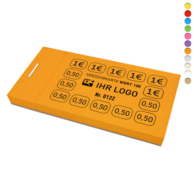 Verzehrkarte 10€ eigenes Logo - 1000 Abrisse