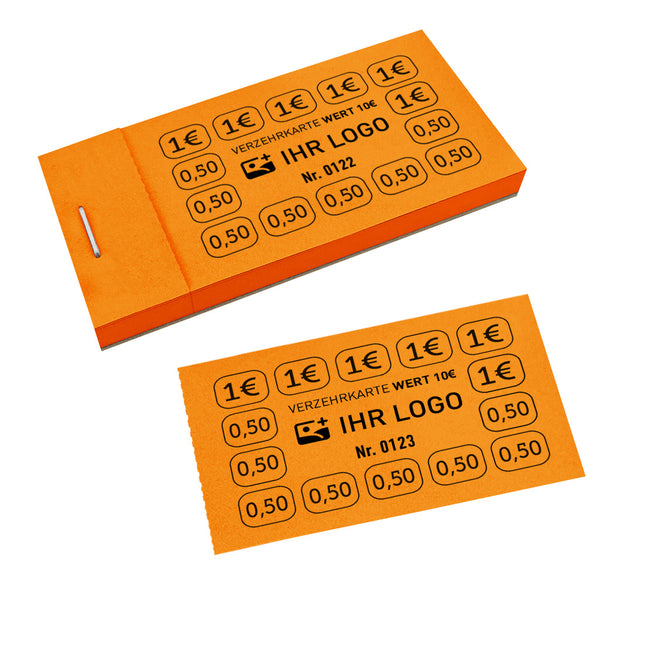 Verzehrkarte 10€ eigenes Logo - 1000 Abrisse