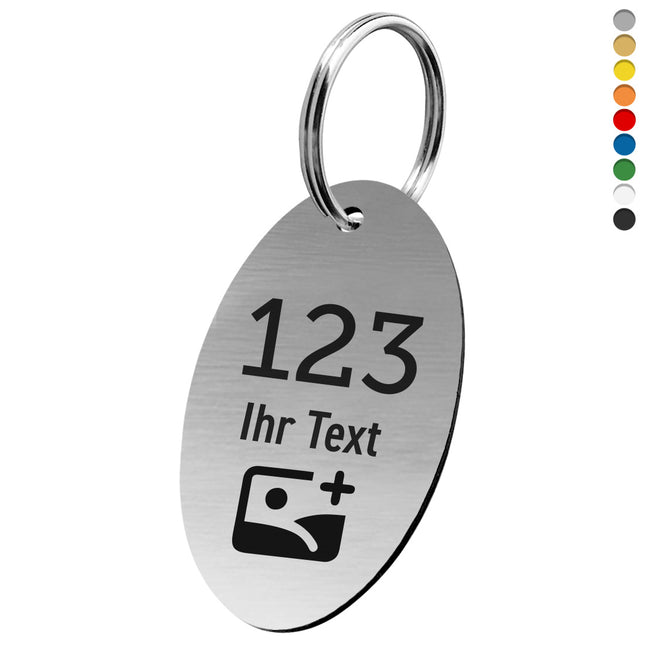 Schlüsselmarke Oval Nummer, Text & Logo - pro Stück