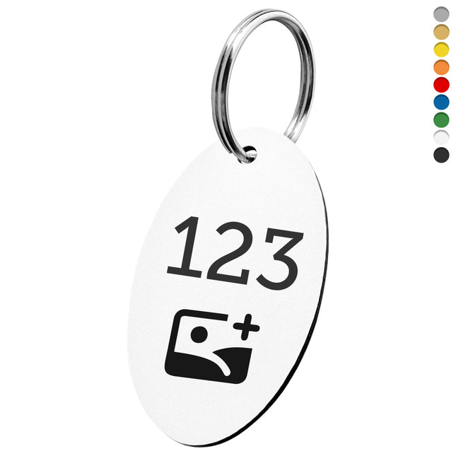 Schlüsselmarke Oval Nummer & Logo - pro Stück
