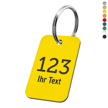 Schlüsselmarke Rechteckt mit Nummer & Text - pro Stück