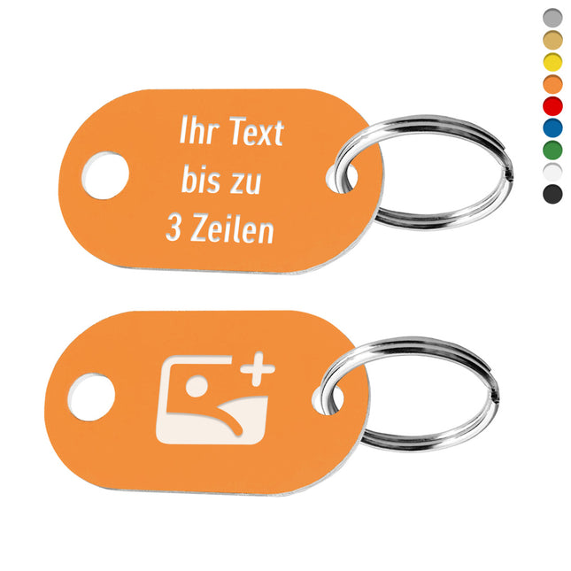 Schlüsselmarke Langoval doppelseitig Text/Logo - pro Stück