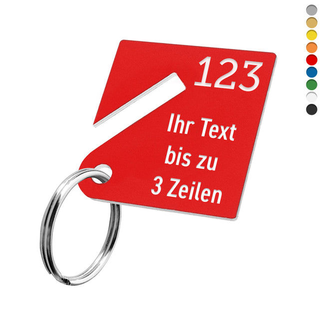 Schlüsselmarke mit Text und Aussparung - pro Stück