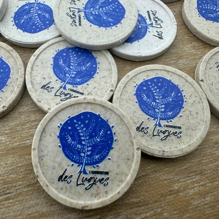 Einkaufswagenchip Holzfaser 1€, selbst gestalten - 100 Stück