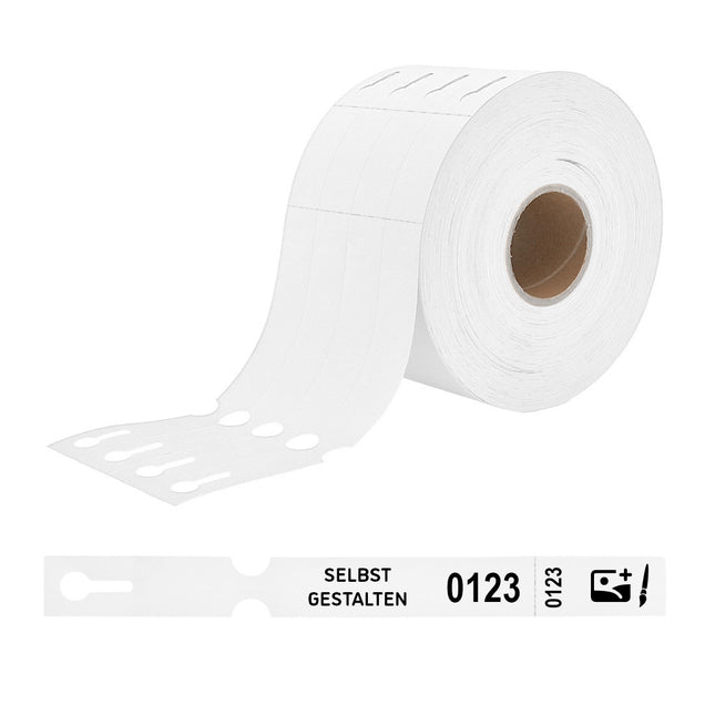 Schlaufenetiketten gestalten 250x25mm, nummeriert mit Abreißstreifen - 100 Stück