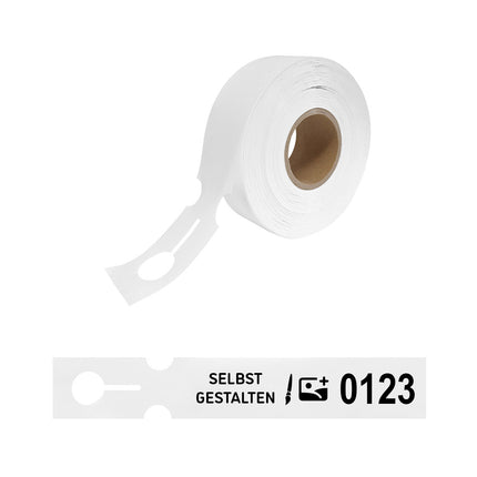 Schlaufenetiketten selbst gestalten 215x35mm, nummeriert - 100 Stück
