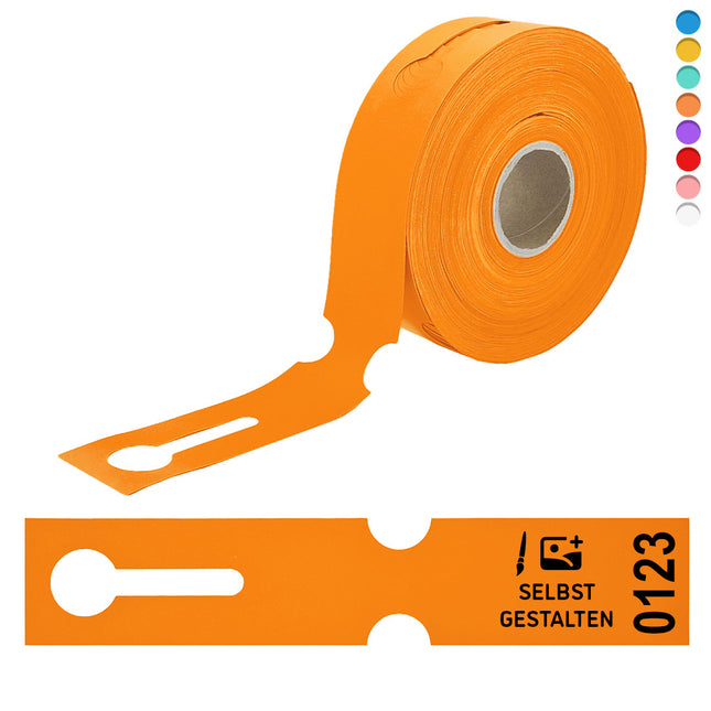 Schlaufenetiketten selbst gestalten 260x50mm, nummeriert – 100 Stück