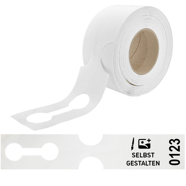Schlaufenetiketten selbst gestalten 381x75mm, nummeriert - 100 Stück