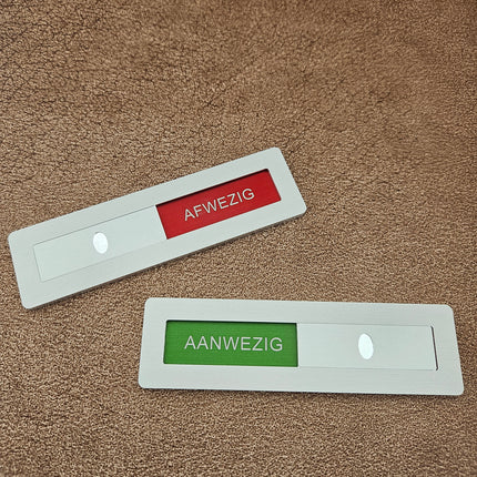Schiebeschild Aanwezig-Afwezig - 125x35mm