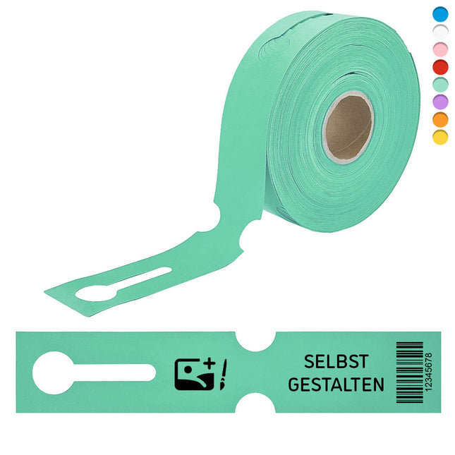 Schlaufenetiketten selbst gestalten 260x50mm, Barcode - 100 Stück