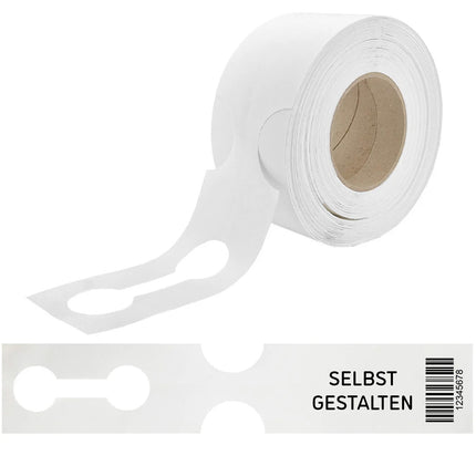 Schlaufenetiketten selbst gestalten 381x75mm, Barcode - 100 Stück