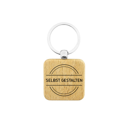 Holz Schlüsselanhänger Quadrat selbst gestalten - pro Stück