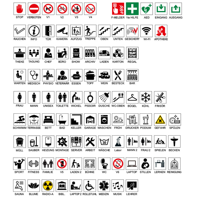 Türschild Pfeil Links und eigenem Sybol
