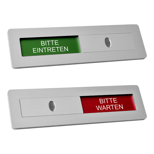Schiebeschild Bitte Eintreten/Warten - 125x35mm
