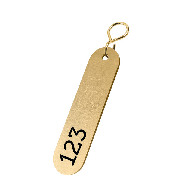 Schlüsselmarke Messing mit Nummer 28x72mm - pro Stück