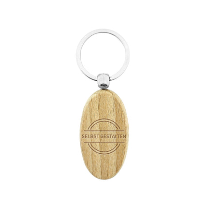Holz Schlüsselanhänger Oval graviert - pro Stück