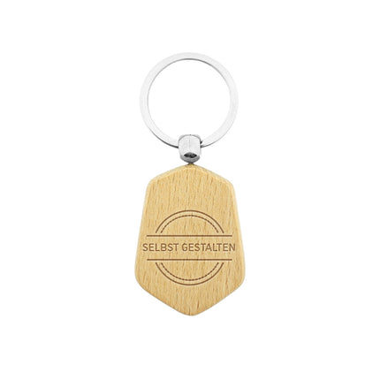 Holz Schlüsselanhänger Hexagon graviert - pro Stück