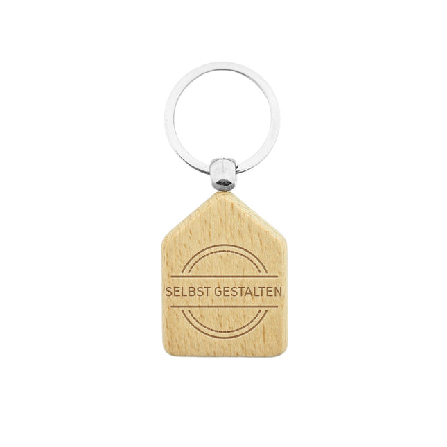 Holz Schlüsselanhänger Haus graviert - pro Stück