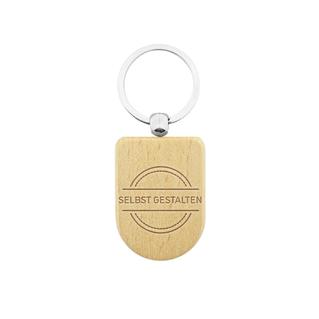 Holz Schlüsselanhänger halb Oval graviert - pro Stück